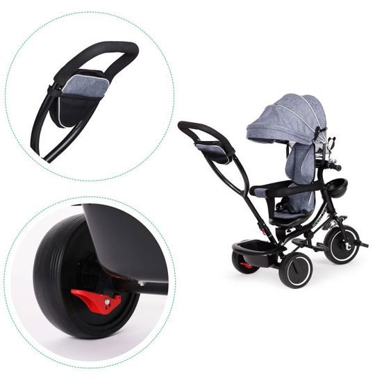 Ecotoys dětská tříkolka s otočným sedadlem Trike 2v1 šedá