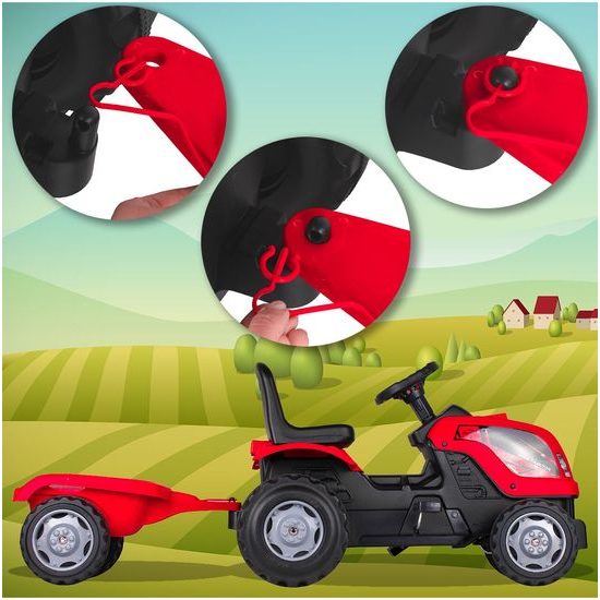 Dětský šlapací traktor s vlečkou Max červený