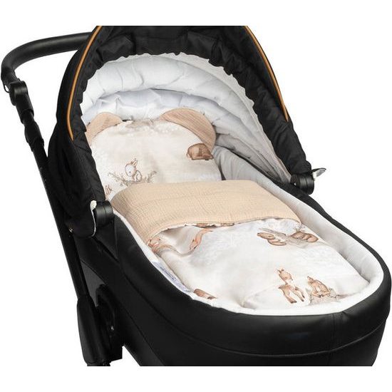 Mušelínový set do kočárku Lesní zvířátka, meruňková