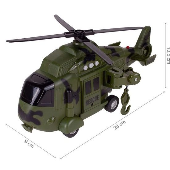 Interaktivní vojenská helikoptéra se světly a zvuky Army Rescue 1:16