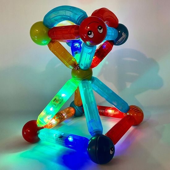 Magnetická svítící stavebnice Light Sticks 128 dílků