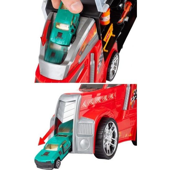 Nákladní auto se 6 autíčky, skluzavkou a podložkou Race Truck