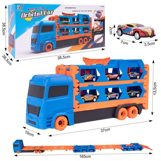 Nákladní auto se 6 autíčky a odpalovačem Orbital Car