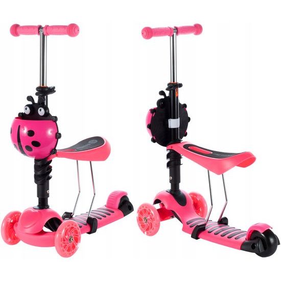 Dětská koloběžka Bedrunka růžová se sedátkem a svítícími koly