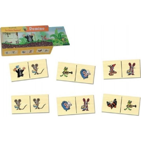 Dřevěné Domino Krtek - společenská hra 28 dílků