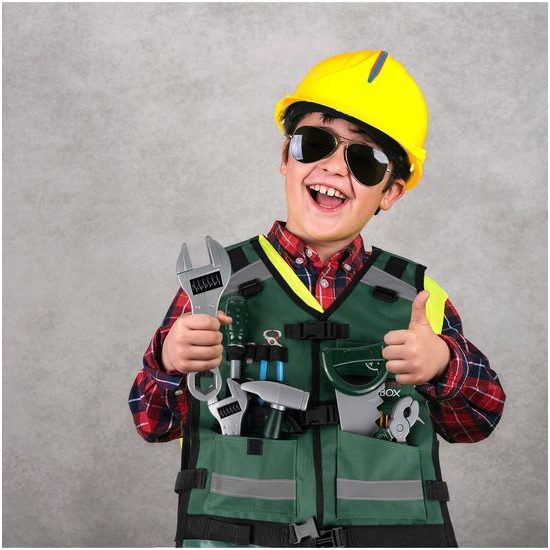 Sada dětského nářadí s vestou a helmou Craftmans Toolbox