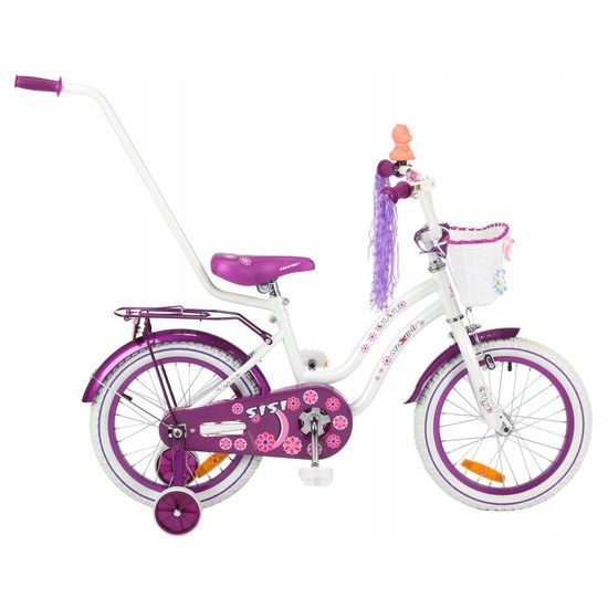 Mexller dětské kolo SISI 16" s vodící tyčí bílofialové