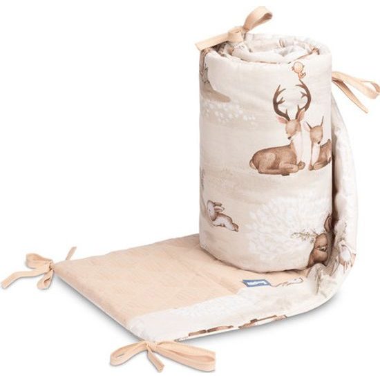 Ochranný mantinel do postýlky Lesní zvířátka, meruňková