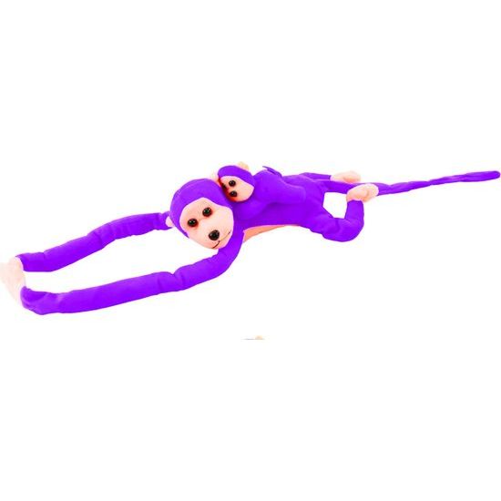 Mascot Plush Monkey with Baby, Purple 90 cm