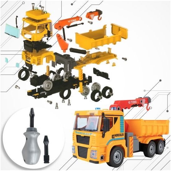 Šroubovací nákladní auto v kufříku se světly a zvuky Hercules Truck