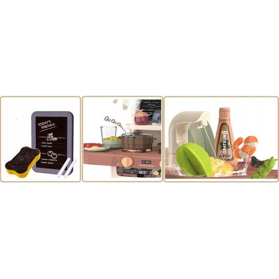 Dětská mini kuchyňka se zvuky a párou Little Chef- hnědá