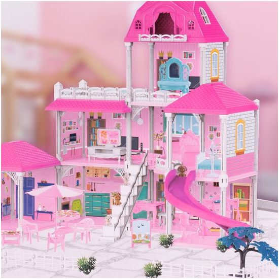 XXL domeček pro panenky Luxury Villa s příslušenstvím + 2 panenky