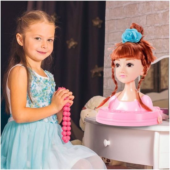 Česací hlava pro holčičky s příslušenstvím MakeUp Stylist