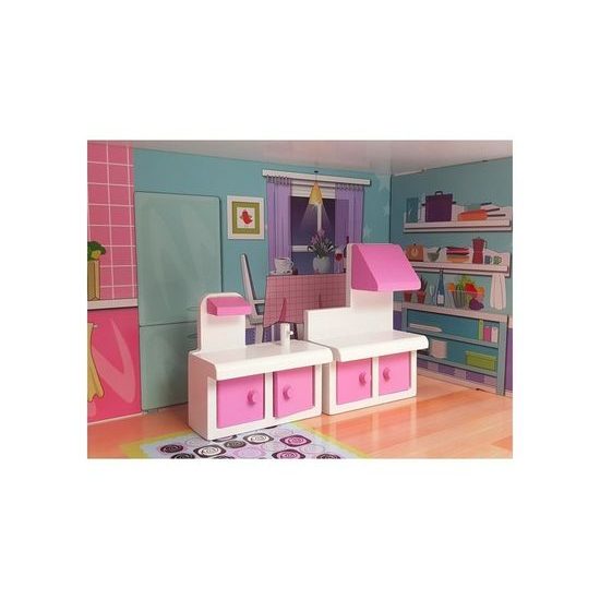 Majlo Toys dřevěný dvoupatrový domeček pro panenky Milena