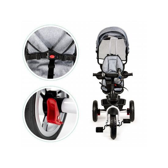 Ecotoys dětská tříkolka s otočným sedadlem 2v1 šedá