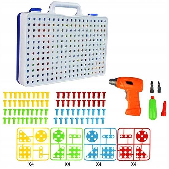 Majlo Toys konstrukční stavebnice s vrtačkou na baterie Magic Panel 151 ks