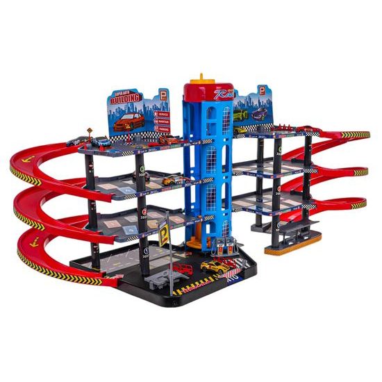 Parkovací XXL garáž s výtahem + 8 autíček Mega Parking