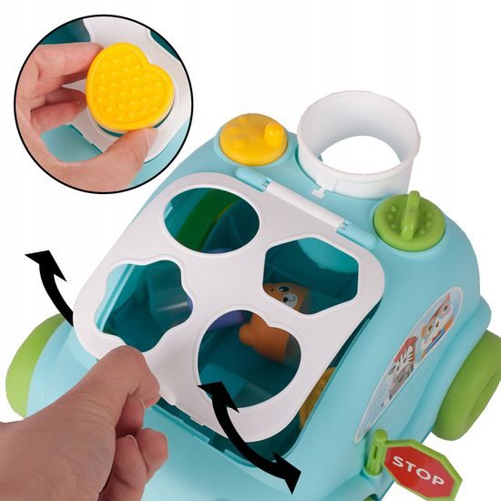 Edukační vkládací kostka - tahací Autíčko modré