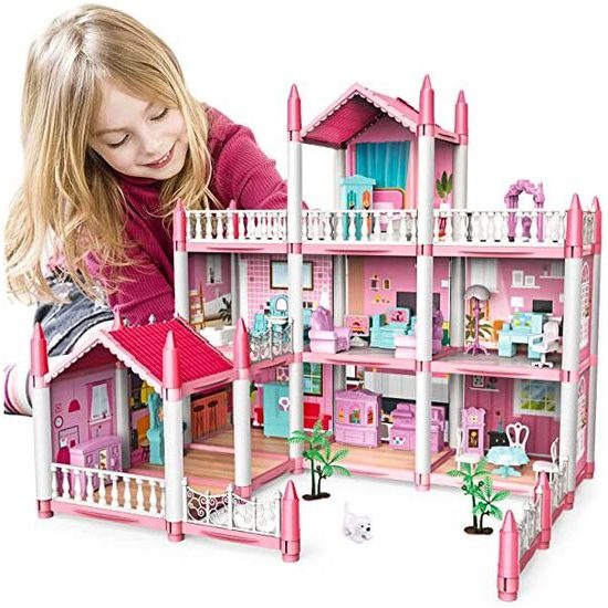 Domeček pro panenky Beautiful Home s příslušenstvím - růžový