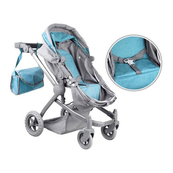 Kočárek pro panenky 4v1 kombinovaný Alice 4543 tyrkysový