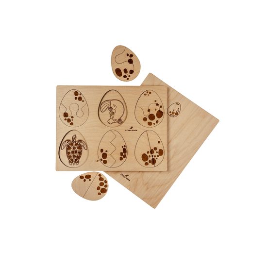 Vajcia - edukatívne drevené puzzle - ČESKÁ VERZIA