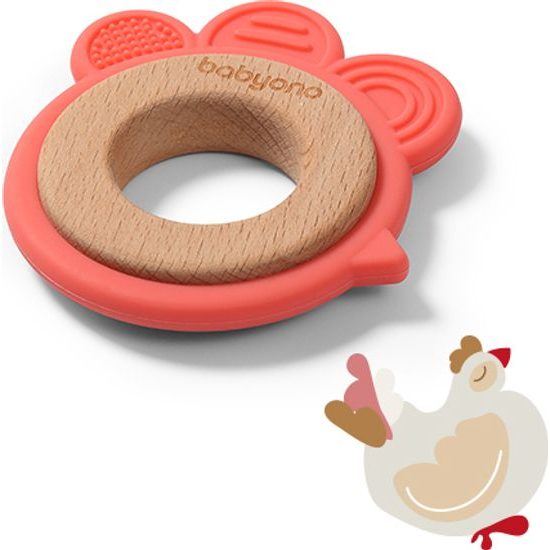 Dřevěné silikonové kousátko slepice