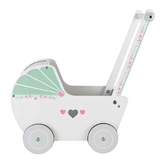 ROZBALENO Ecotoys dětské dřevěné chodítko kočárek se srdíčky bílý