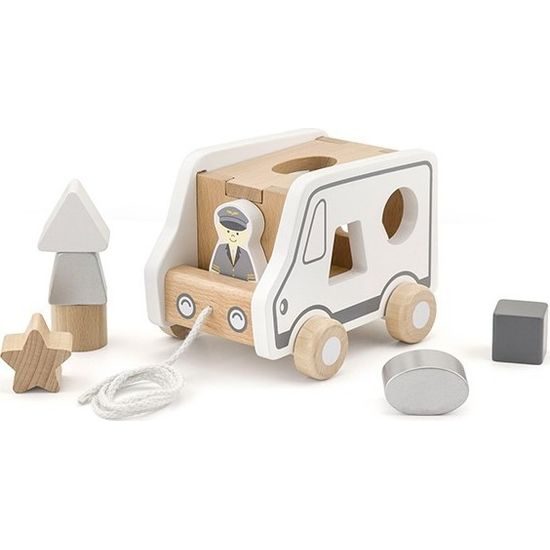 Dřevěná tahací hračka na šňůrce Viga Vkládačka auto