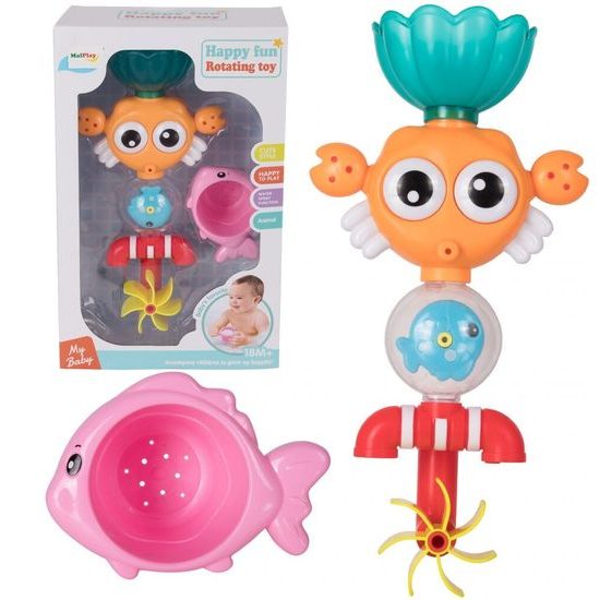 Krab s kolovrátkem a fontánou pro děti do vany Fountain Crab