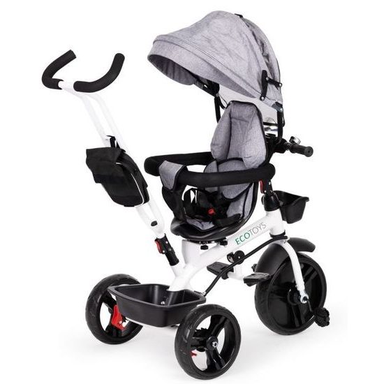 Ecotoys dětská tříkolka s otočným sedadlem S-Trike šedá