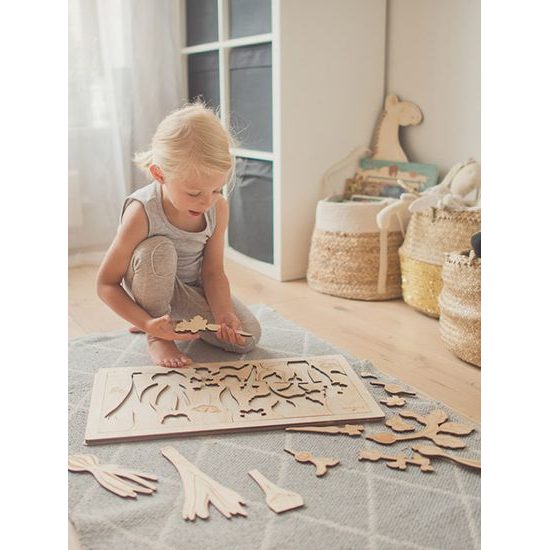 Kořenová zelenina - edukativní dřevěné puzzle - SLOVENSKÁ VERZE