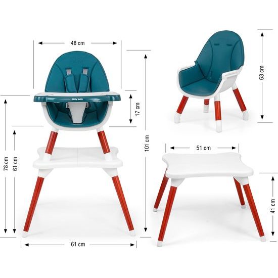 Jídelní židlička Milly Mally 2v1 Malmo zelená