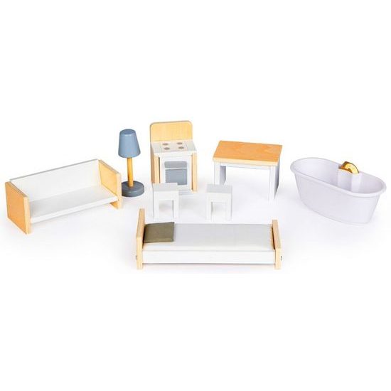 Ecotoys dřevěný třípatrový domeček pro panenky rezidence Grace