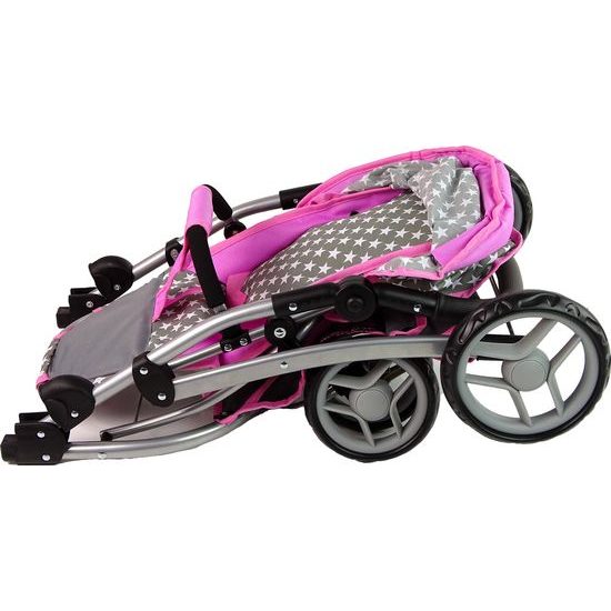 Alice velký sportovní kočárek pro panenky 3v1 - 9662 šedo-růžový