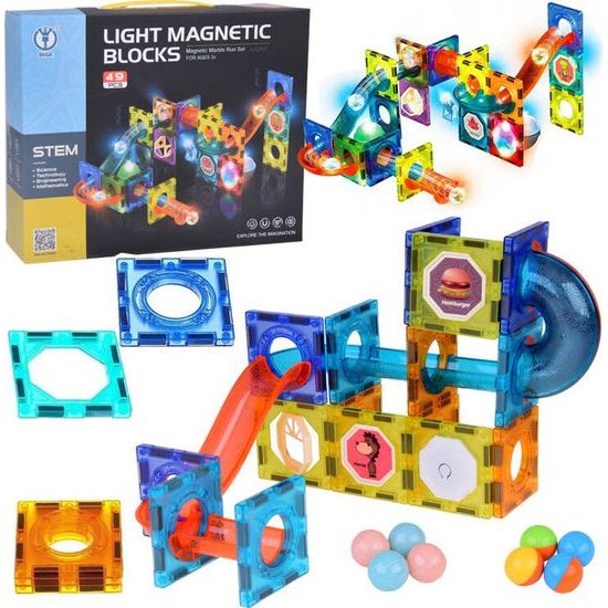 Magnetické kostky, 49 dílků, svítící ve tmě