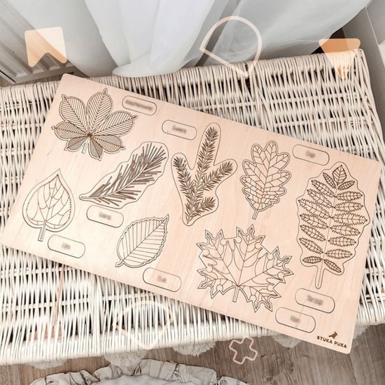 STROMY, LISTY A PLODY - edukatívne drevené puzzle 26x49 cm