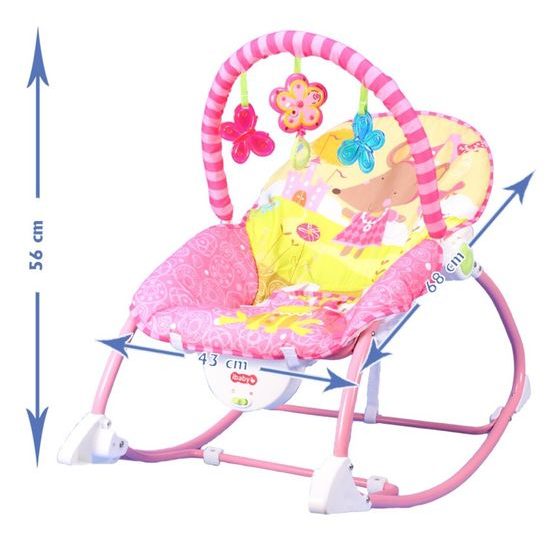 Kojenecké lehátko 3v1 s vibracemi Myška - růžové