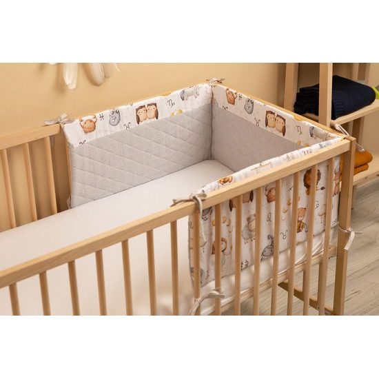 Ochranný mantinel do postýlky Zvěrokruh, šedá