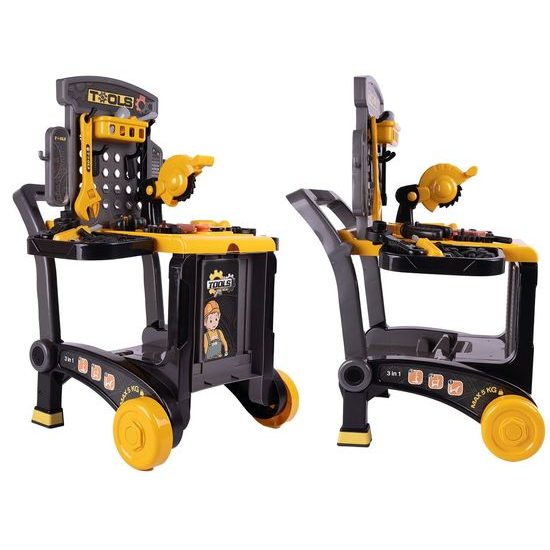 Dětská pracovní dílna 3v1 s vozíčkem