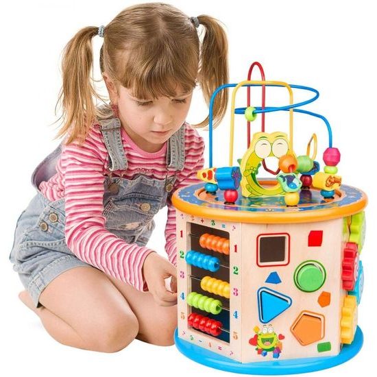 Dřevěná edukační kostka s labyrintem Activity Cube 8v1