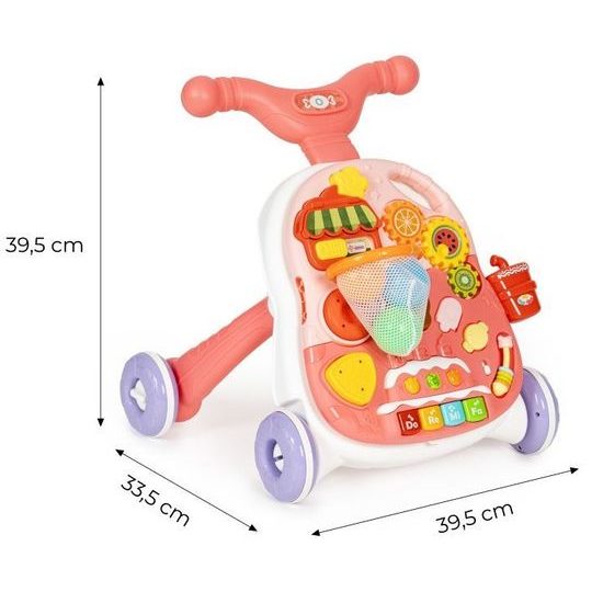 Haunger chodítko 2v1 s hracím stolečkem a košíkovou Active Table - růžové