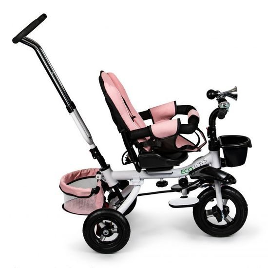 Ecotoys dětská tříkolka s otočným sedadlem a nafukovacími koly Rotage světle růžová