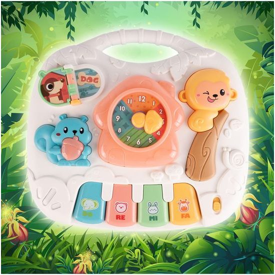 Edukační stoleček s piankem a zvuky 2v1 Opička