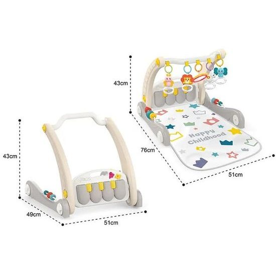 Haunger chodítko 2v1 s hrací dekou a piankem Happy Childhood