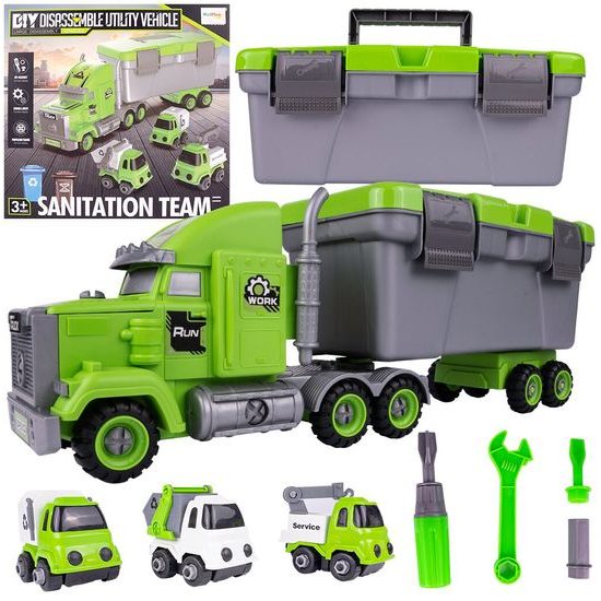 Šroubovací autíčko s kufříkem a 3 autíčky Sanitation Control