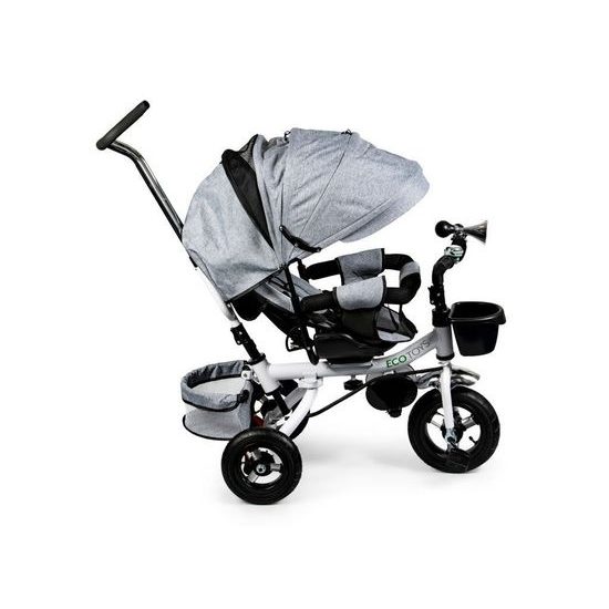 Ecotoys dětská tříkolka s otočným sedadlem a nafukovacími koly Rotage šedá