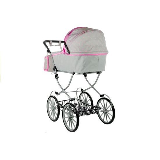 Kočárek pro panenky Alice Retro béžovo-růžový
