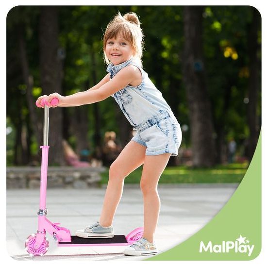 Dětská skládací koloběžka Scooter se svítícími koly - růžová