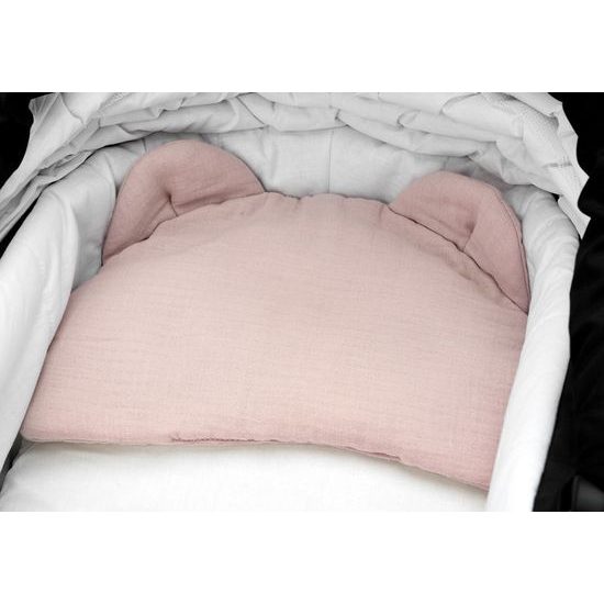 Mušelínová poduška do kočárku růžová