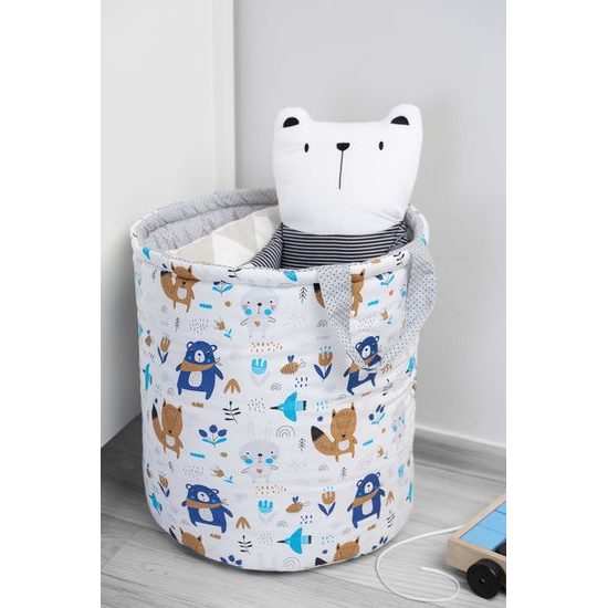 Bavlněný koš na hračky zvířátka šedá
